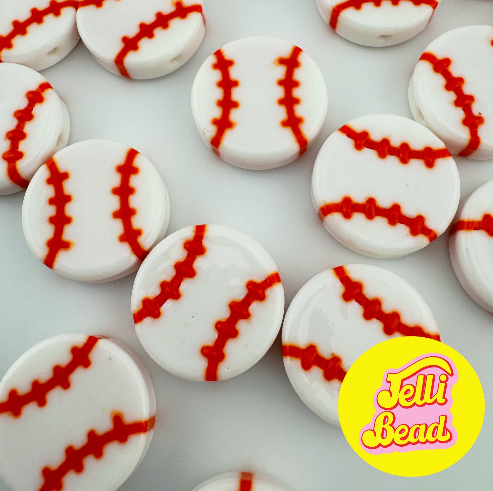 Baseball Beads   2  - Jelli Bead, Colorful custom kandi beads for beaded bracelets, perfect for music festivals, swifties, and rave fashion. Personalized charm bracelets that add flair to any look.