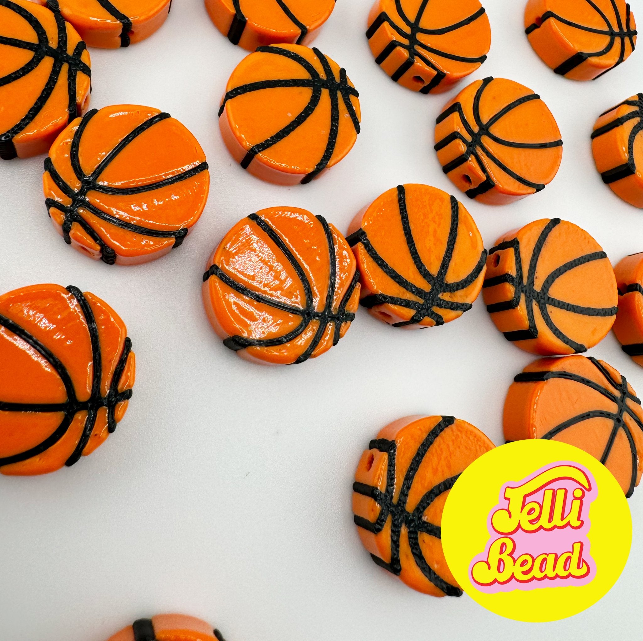 Basketball Beads   2  - Jelli Bead, Colorful custom kandi beads for beaded bracelets, perfect for music festivals, swifties, and rave fashion. Personalized charm bracelets that add flair to any look.