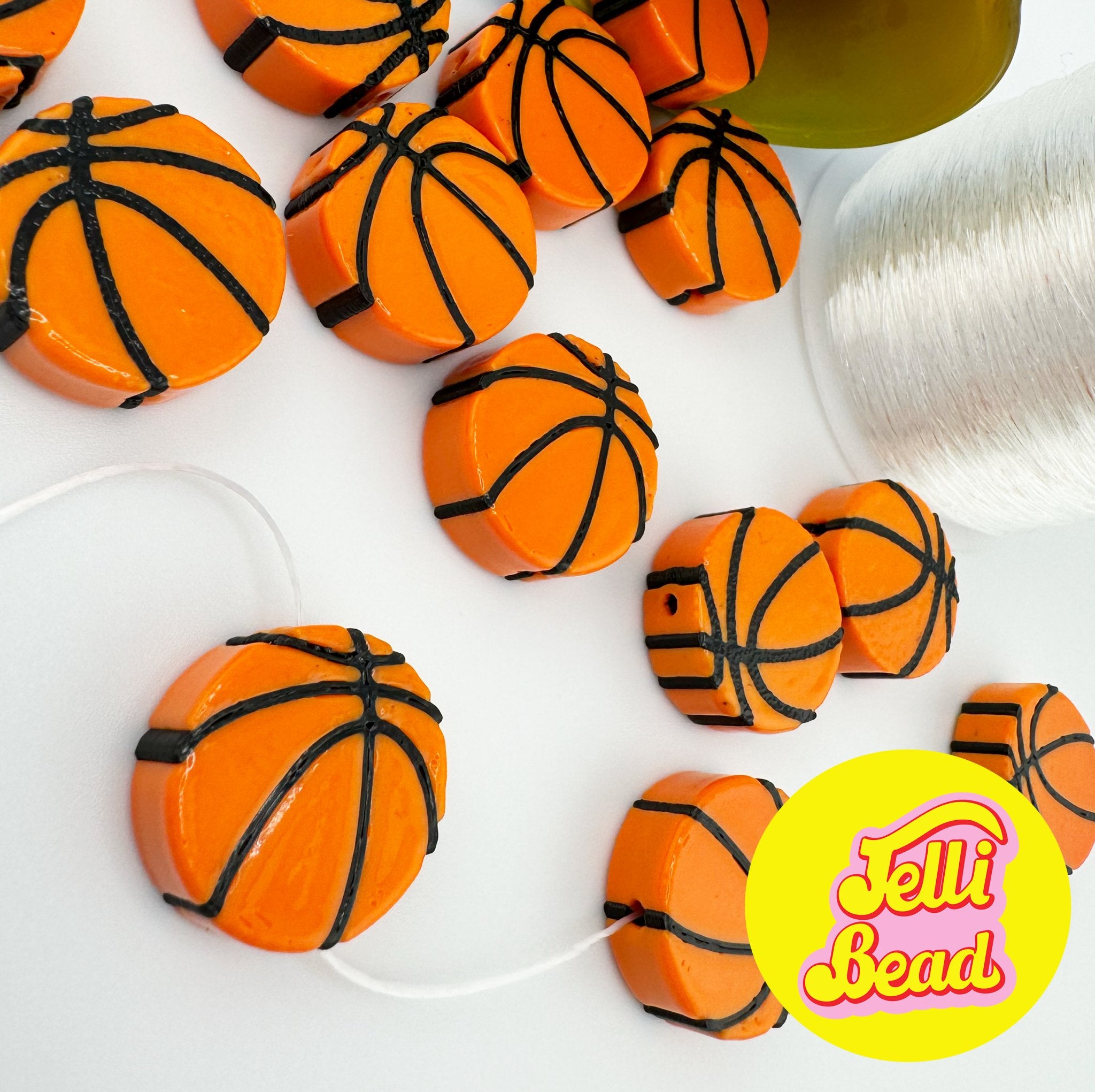 Basketball Beads   4  - Jelli Bead, Colorful custom kandi beads for beaded bracelets, perfect for music festivals, swifties, and rave fashion. Personalized charm bracelets that add flair to any look.