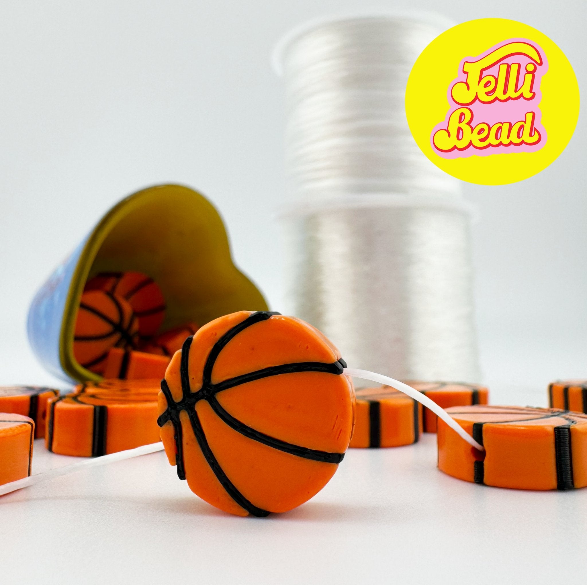 Basketball Beads   3  - Jelli Bead, Colorful custom kandi beads for beaded bracelets, perfect for music festivals, swifties, and rave fashion. Personalized charm bracelets that add flair to any look.