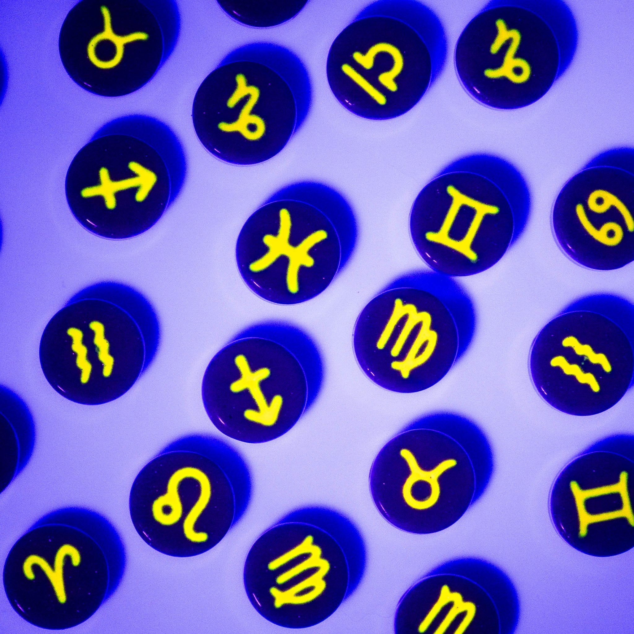 Blacklight Zodiac / Astrology Sign Beads - Jelli Bead Kandi Beads