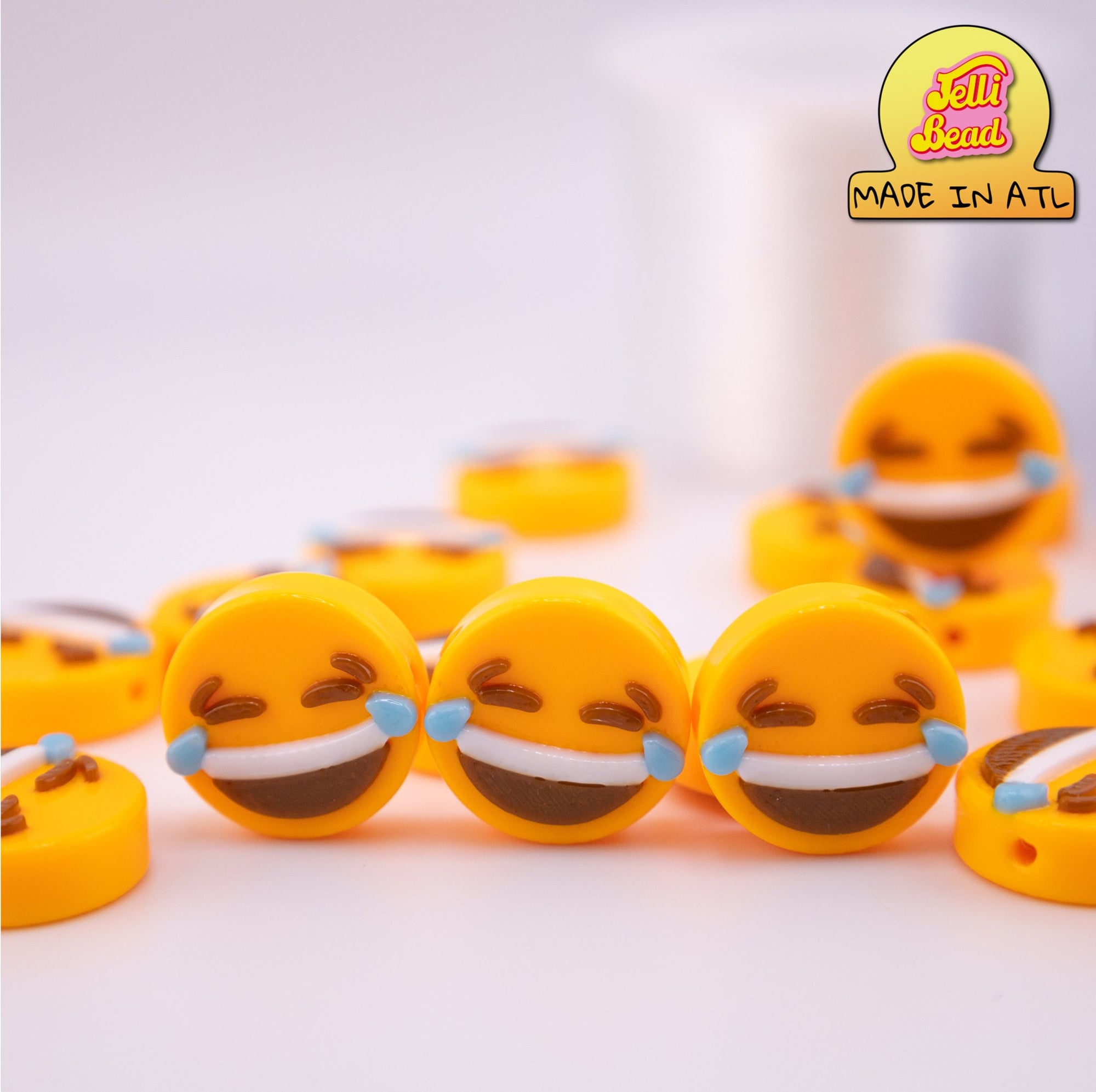 Crying Laughing Emoji Beads   1  - Jelli Bead, Colorful custom kandi beads for beaded bracelets, perfect for music festivals, swifties, and rave fashion. Personalized charm bracelets that add flair to any look.