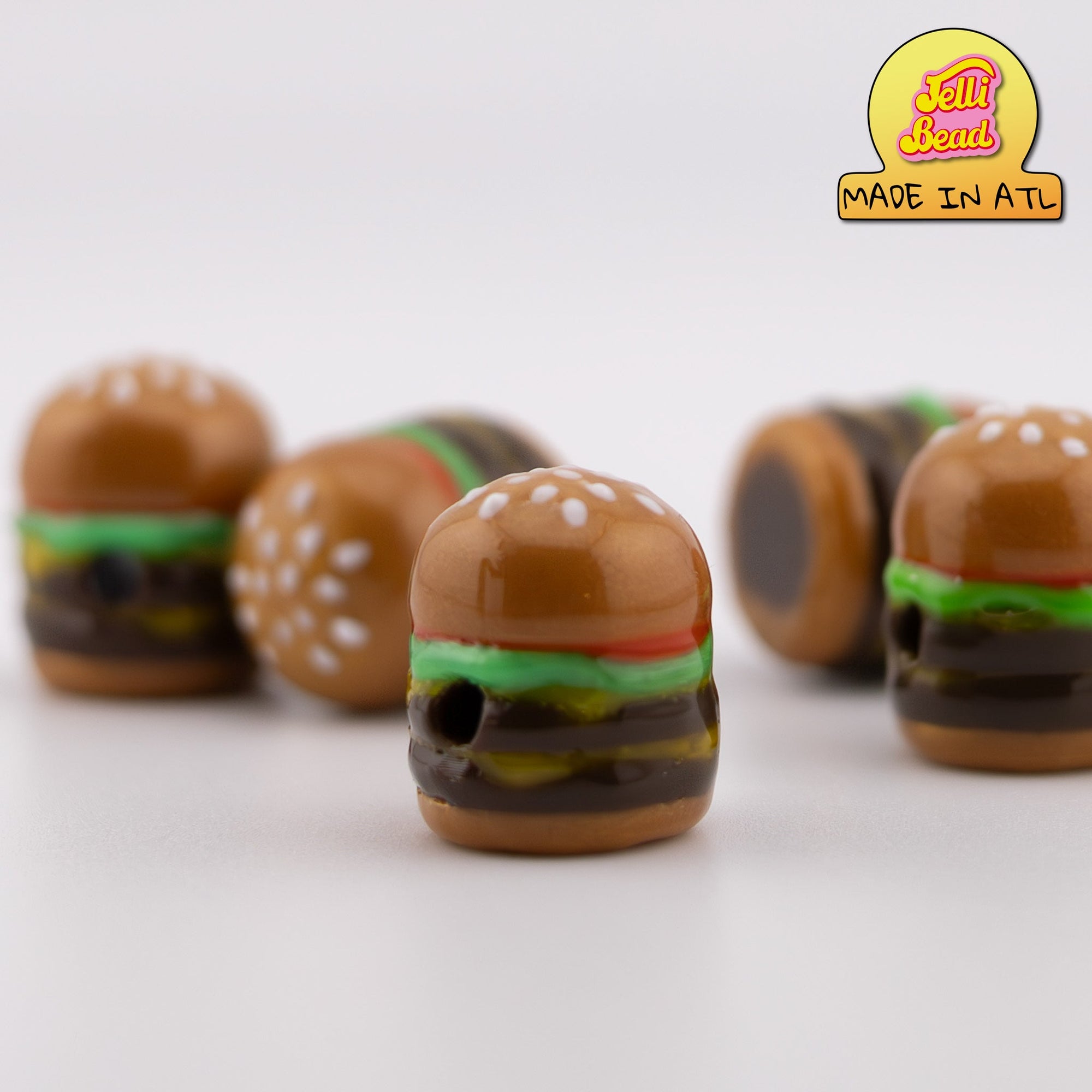 Double Cheese Burger Beads   1  - Jelli Bead, Colorful custom kandi beads for beaded bracelets, perfect for music festivals, swifties, and rave fashion. Personalized charm bracelets that add flair to any look.