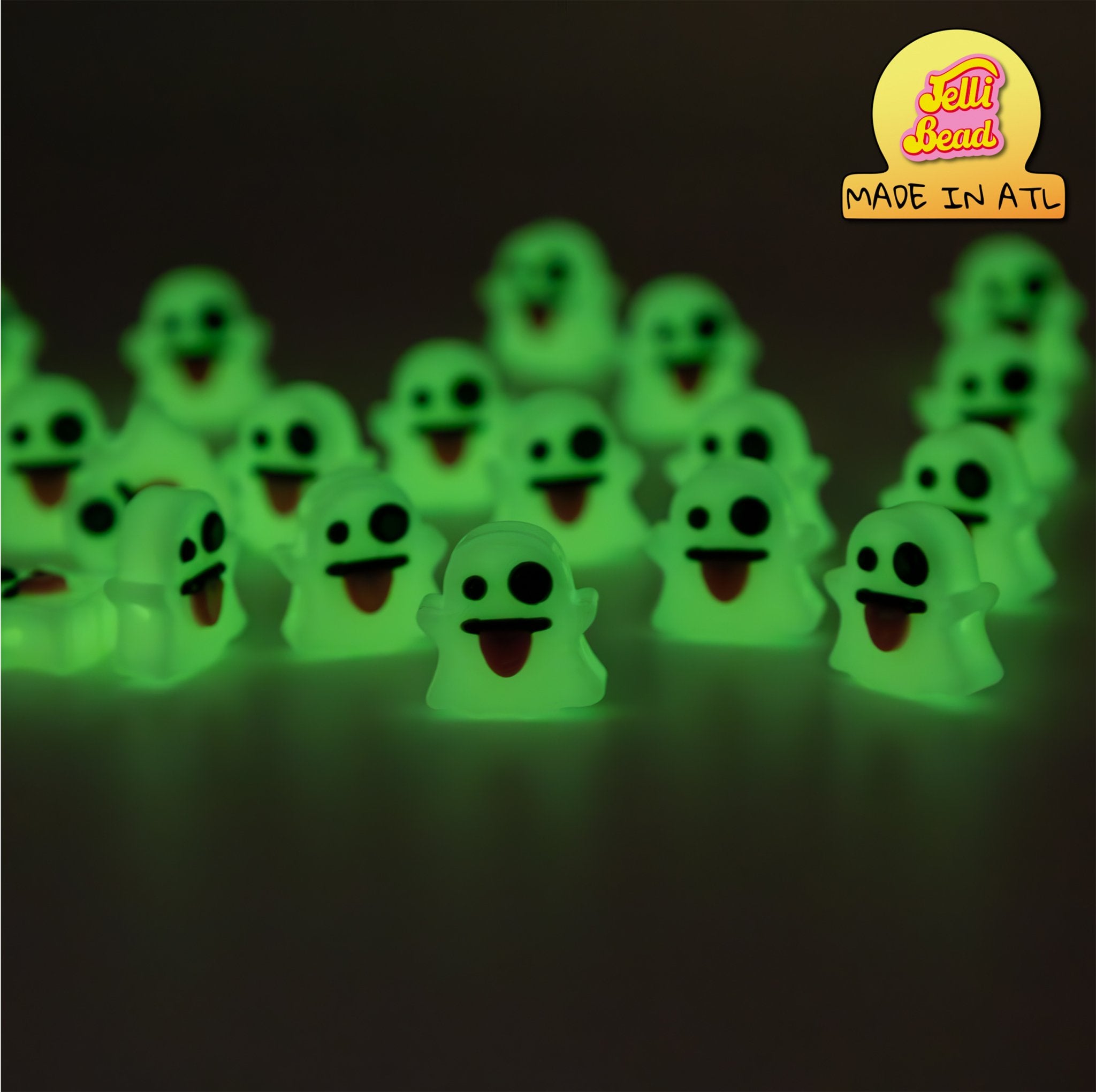 Ghost Emoji Beads   4  - Jelli Bead, Colorful custom kandi beads for beaded bracelets, perfect for music festivals, swifties, and rave fashion. Personalized charm bracelets that add flair to any look.