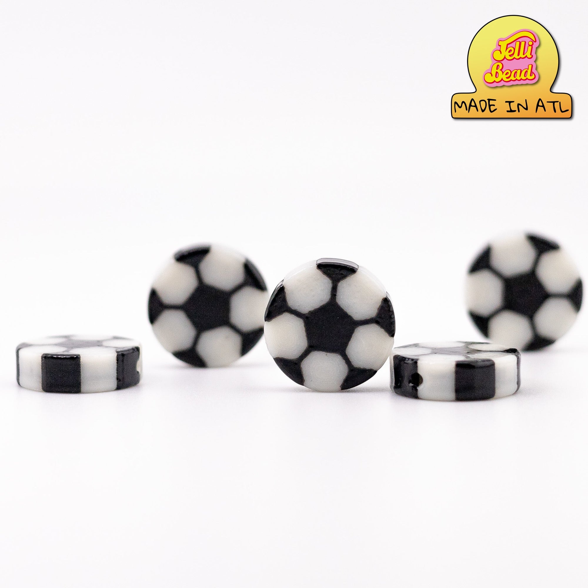 Soccer Ball Beads   1  - Jelli Bead, Colorful custom kandi beads for beaded bracelets, perfect for music festivals, swifties, and rave fashion. Personalized charm bracelets that add flair to any look.