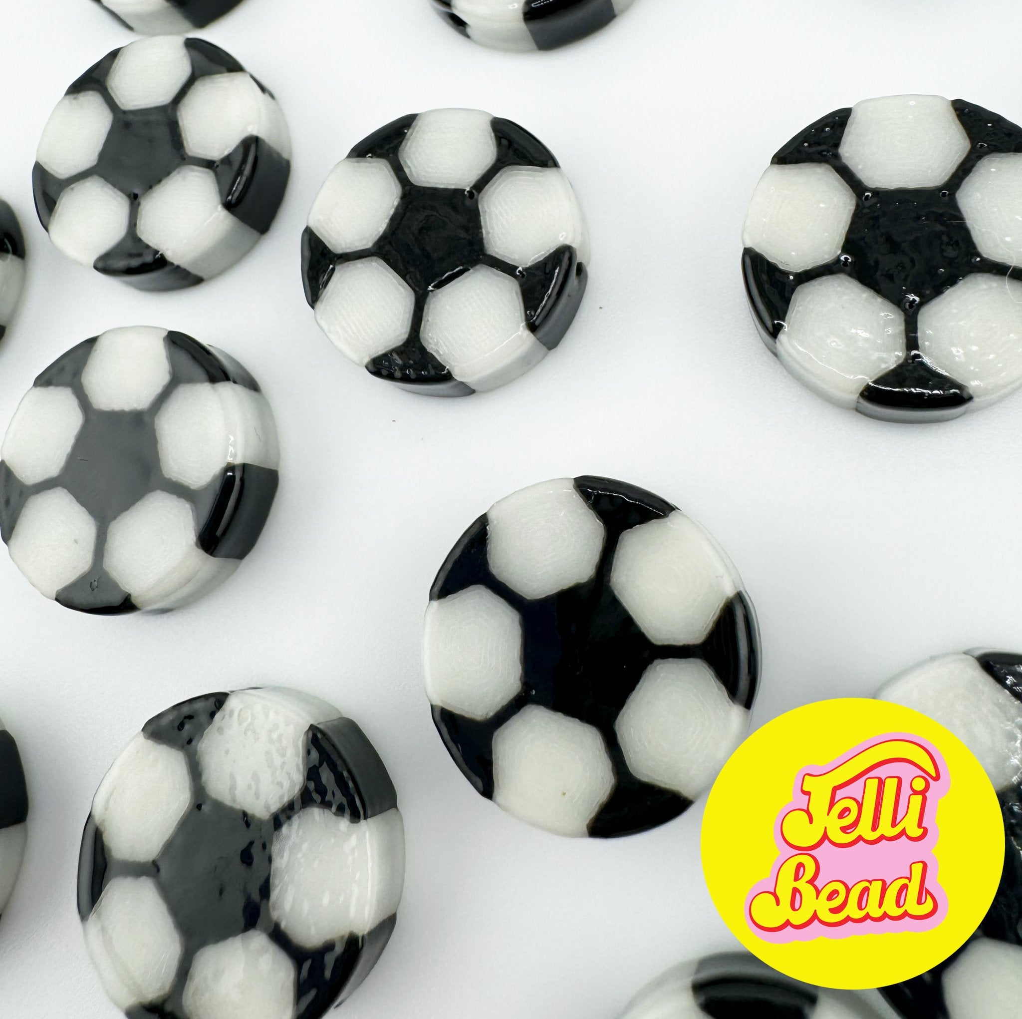 Soccer Ball Beads   2  - Jelli Bead, Colorful custom kandi beads for beaded bracelets, perfect for music festivals, swifties, and rave fashion. Personalized charm bracelets that add flair to any look.